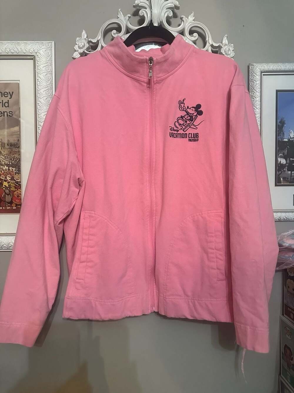 Disney Vacation Club Member Full Zip Jacket XXL Pink Mickey Mouse